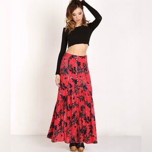 Free People Smooth Sailing Maxi Skirt in Red size 0